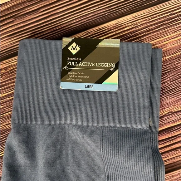 Women's Blue Gray 7/8 Leggings seamless, high-rise waistband, four-way stretch - Picture 2 of 11